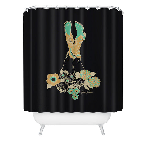 Allie Falcon Love Stoned Cowboy Boots Emerald Shower Curtain