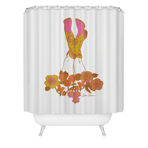 Allie Falcon Love Stoned Cowboy Boots Shower Curtain