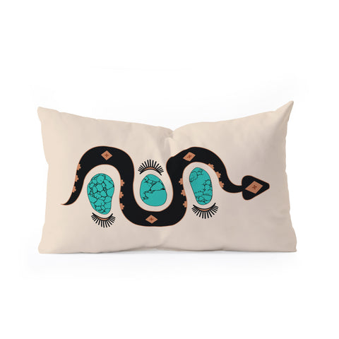 Allie Falcon Southwestern Slither in Black Oblong Throw Pillow