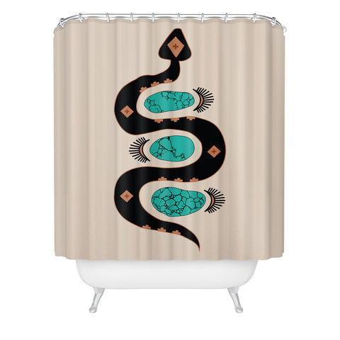 Allie Falcon Southwestern Slither in Black Shower Curtain