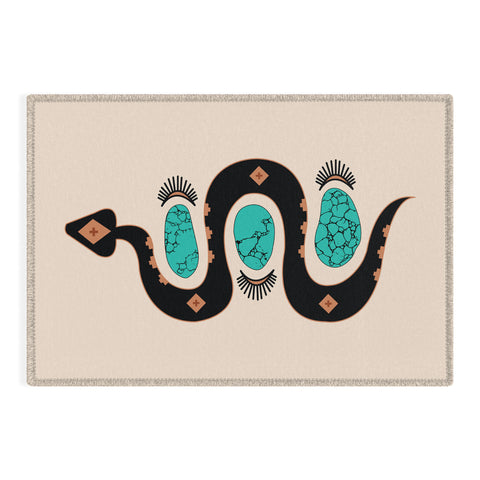 Allie Falcon Southwestern Slither in Black Outdoor Rug