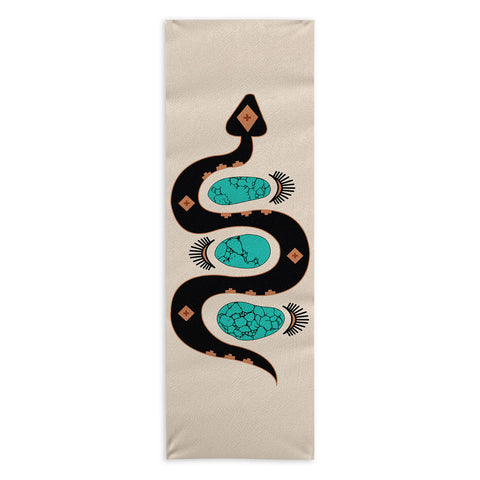 Allie Falcon Southwestern Slither in Black Yoga Towel
