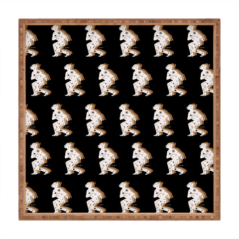 Allie Falcon Space Cowboy Black white cam Square Tray