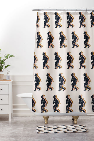 Allie Falcon Space Cowboy Shower Curtain And Mat