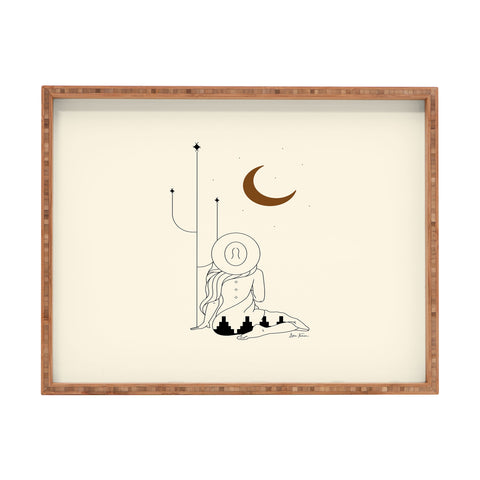 Allie Falcon Talking to the Moon Rustic Rectangular Tray