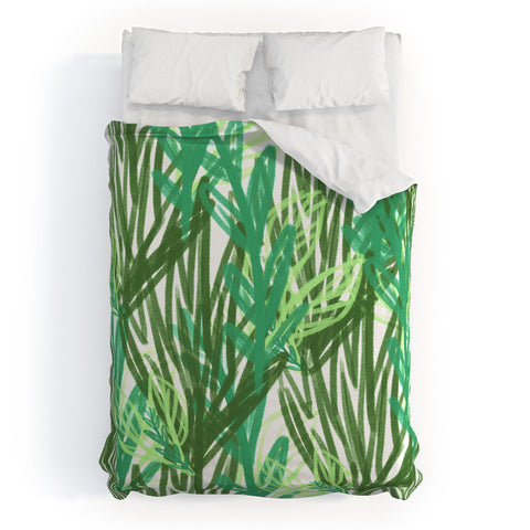 Allyson Johnson Abstract greenery Duvet Cover