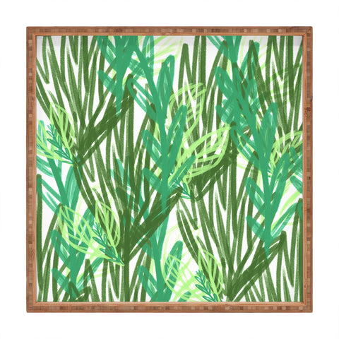 Allyson Johnson Abstract greenery Square Tray