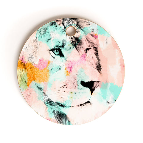 Allyson Johnson Abstract Lion 2 Cutting Board Round
