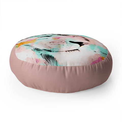 Allyson Johnson Abstract Lion 2 Floor Pillow Round