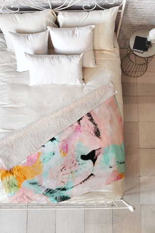 Allyson Johnson Abstract Lion 2 Fleece Throw Blanket