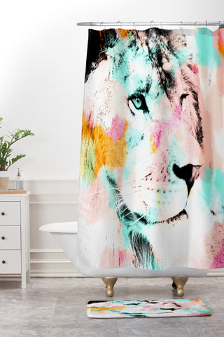 Allyson Johnson Abstract Lion 2 Shower Curtain And Mat