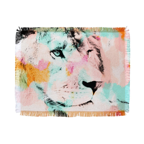 Allyson Johnson Abstract Lion 2 Throw Blanket
