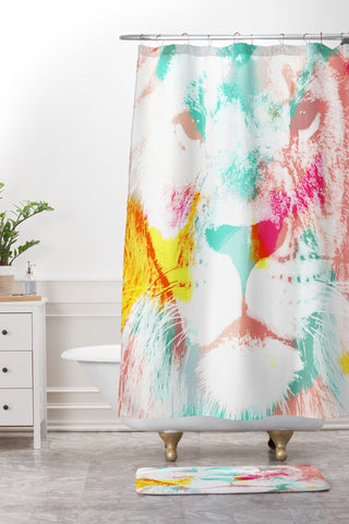 Allyson Johnson Abstract Lion Shower Curtain And Mat