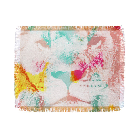 Allyson Johnson Abstract Lion Throw Blanket