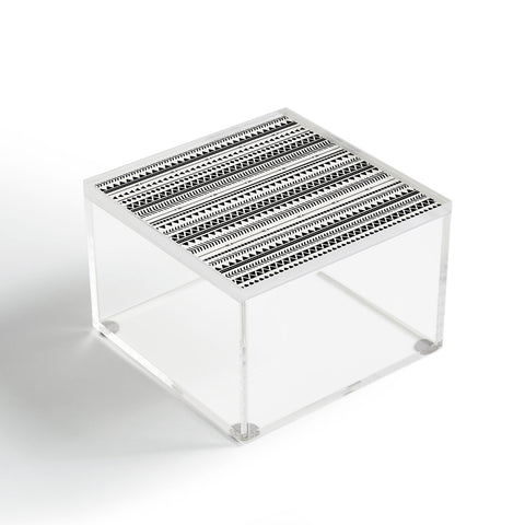 Allyson Johnson Black And White Aztec Pattern Acrylic Box
