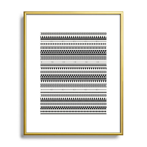 Allyson Johnson Black And White Aztec Pattern Metal Framed Art Print