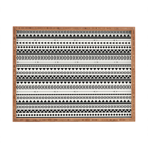 Allyson Johnson Black And White Aztec Pattern Rectangular Tray