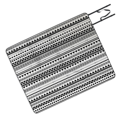 Allyson Johnson Black And White Aztec Pattern Picnic Blanket