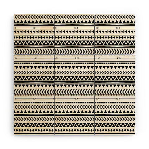 Allyson Johnson Black And White Aztec Pattern Wood Wall Mural