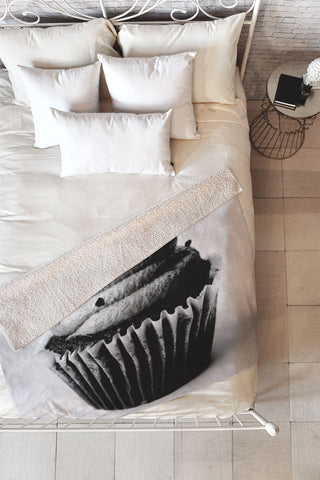 Allyson Johnson Black And White Cupcake Photograph Fleece Throw Blanket