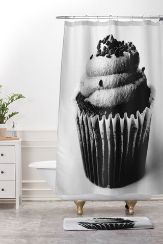 Allyson Johnson Black And White Cupcake Photograph Shower Curtain And Mat