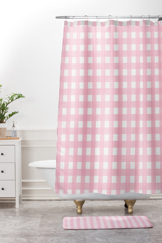 Allyson Johnson Blush Check Shower Curtain And Mat