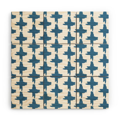 Allyson Johnson Bohemian Indigo ikat 2 Wood Wall Mural