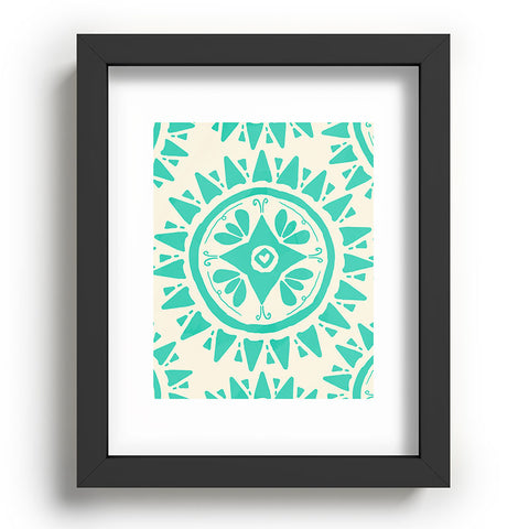Allyson Johnson Boho Medallion Bright Teal Recessed Framing Rectangle