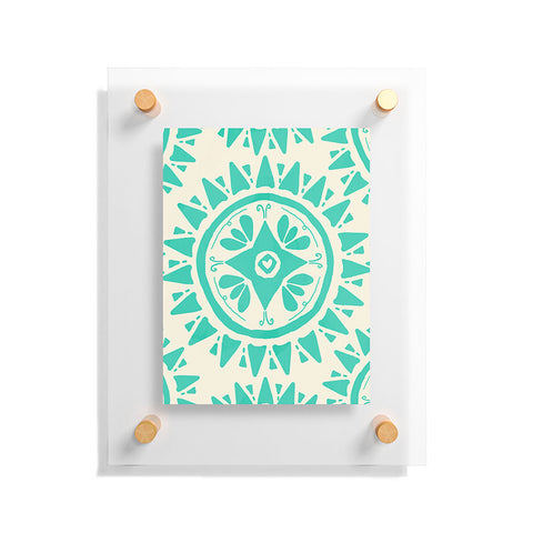 Allyson Johnson Boho Medallion Bright Teal Floating Acrylic Print