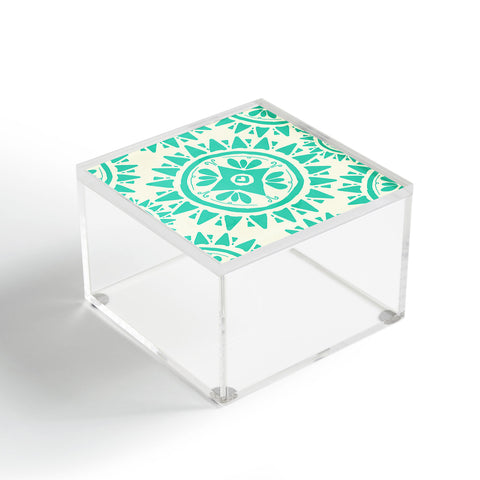 Allyson Johnson Boho Medallion Bright Teal Acrylic Box
