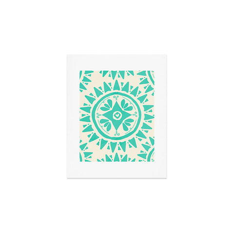 Allyson Johnson Boho Medallion Bright Teal Art Print