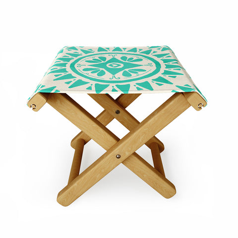 Allyson Johnson Boho Medallion Bright Teal Folding Stool