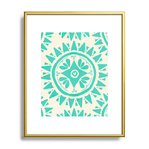 Allyson Johnson Boho Medallion Bright Teal Metal Framed Art Print