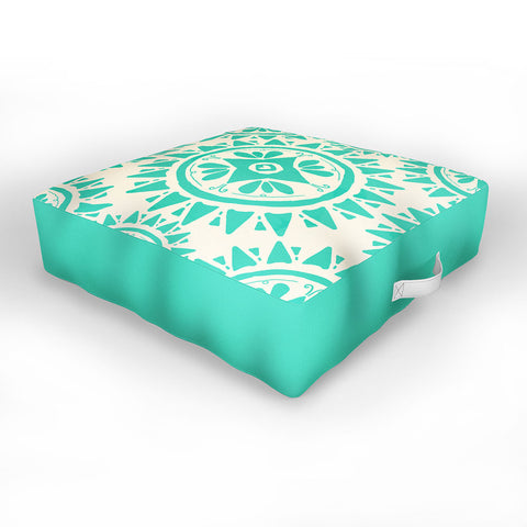 Allyson Johnson Boho Medallion Bright Teal Outdoor Floor Cushion