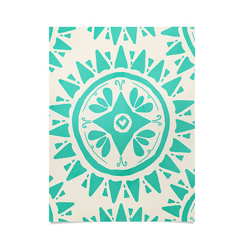 Allyson Johnson Boho Medallion Bright Teal Poster