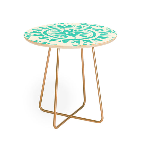 Allyson Johnson Boho Medallion Bright Teal Round Side Table