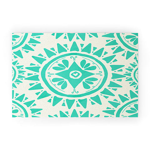 Allyson Johnson Boho Medallion Bright Teal Welcome Mat