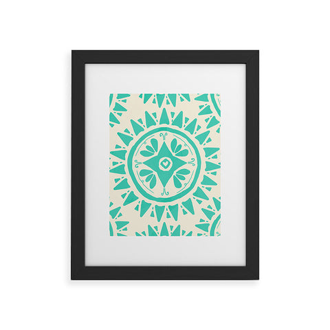 Allyson Johnson Boho Medallion Bright Teal Framed Art Print