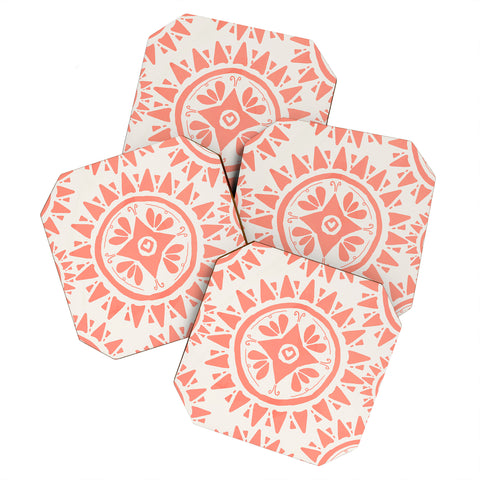 Allyson Johnson Boho Medallion Coral Coaster Set