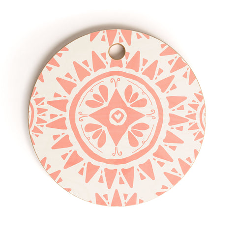 Allyson Johnson Boho Medallion Coral Cutting Board Round