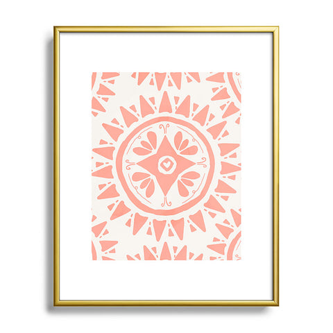 Allyson Johnson Boho Medallion Coral Metal Framed Art Print