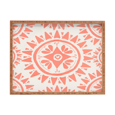 Allyson Johnson Boho Medallion Coral Rectangular Tray