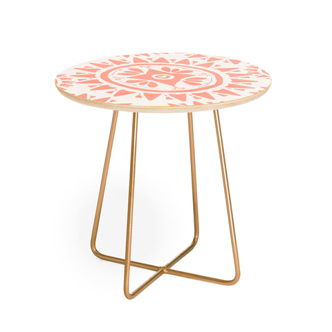 Allyson Johnson Boho Medallion Coral Round Side Table