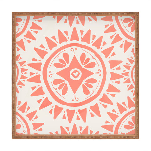 Allyson Johnson Boho Medallion Coral Square Tray