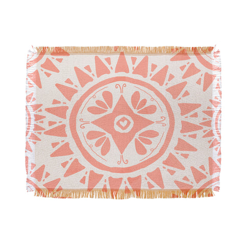 Allyson Johnson Boho Medallion Coral Throw Blanket