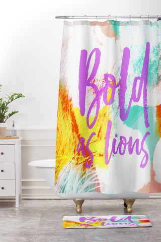 Allyson Johnson Bold As Lions Abstract Shower Curtain And Mat