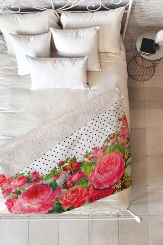 Allyson Johnson Bold Floral And Dots Fleece Throw Blanket