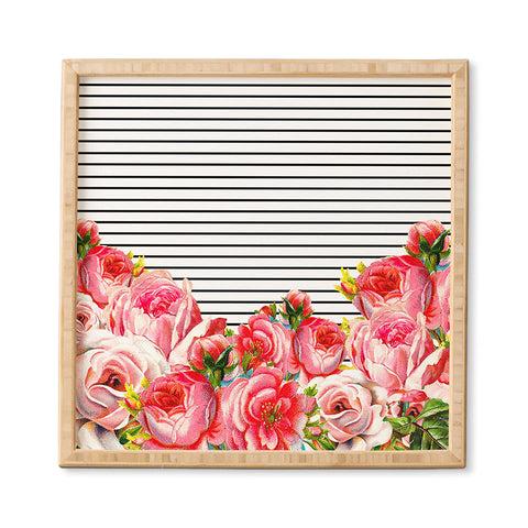 Allyson Johnson Bold Floral and stripes Framed Wall Art
