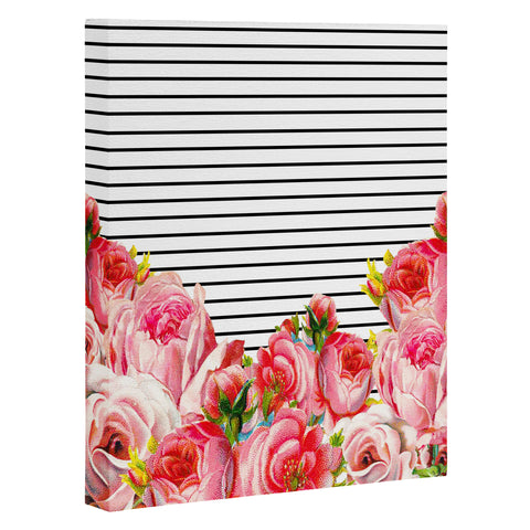 Allyson Johnson Bold Floral and stripes Art Canvas