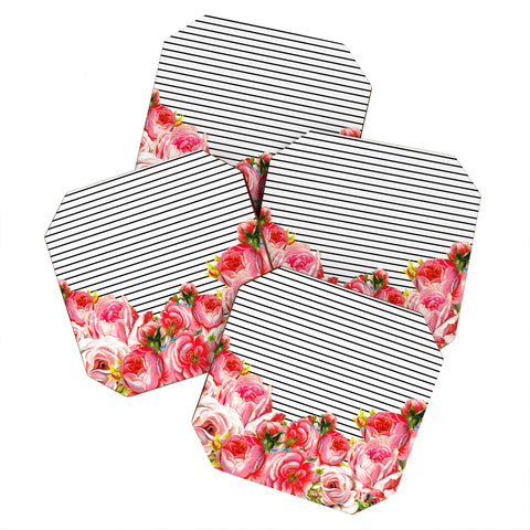 Allyson Johnson Bold Floral and stripes Coaster Set